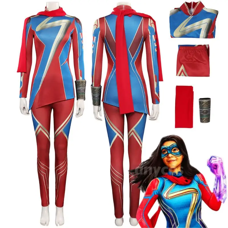 

Kamala Khan Cosplay Captain Costume Adult Women Uniform Superhero Role Play Fantasia Outfits Halloween Carnival Disguise Suit