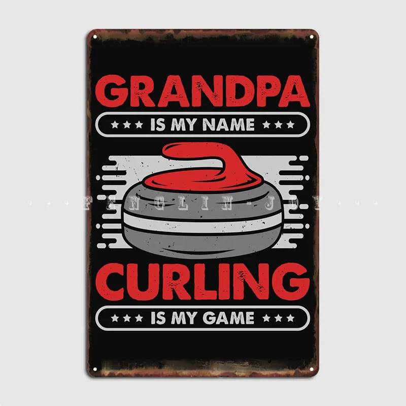 

Curling Grandpa Design Poster Metal Plaque Wall Decor Decoration Bar Cave Cinema Kitchen Tin Sign Posters