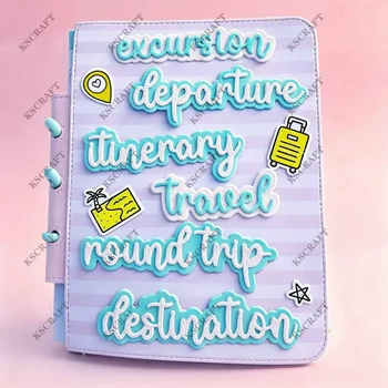 KSCRAFT Travel Words - Fustelle e stencil per scrapbooking fai da te, decorazioni in rilievo e biglietti di carta fai da te