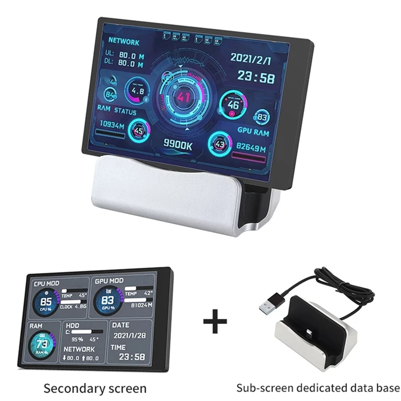 3.5 Inch IPS Type-C Secondary Screen For Computer CPU GPU RAM HDD Dislay 328X480 USB Monitor For Freely AIDA64
