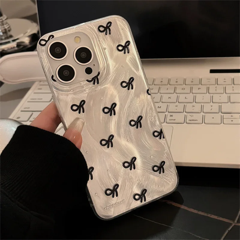 Korean Mini Bow Knot Laser Silver Phone Case