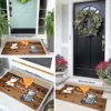 Cat: I won't fall! Durable and non slip entrance carpet for cat door mats, adding a playful charm to pet lovers' home decor 3