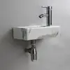 Rectangle Ceramic Wall Hung Basin Sink Small Bathroom Vitreous China with High Gloss Finish Contemporary Design Single Tap Hole 6