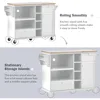 Kitchen lsland Cart,Kitchen Island Table with StorageSolid Wood Desktop,Microwave Cabinet,Floor Standing Buffet Server Sideboard 5