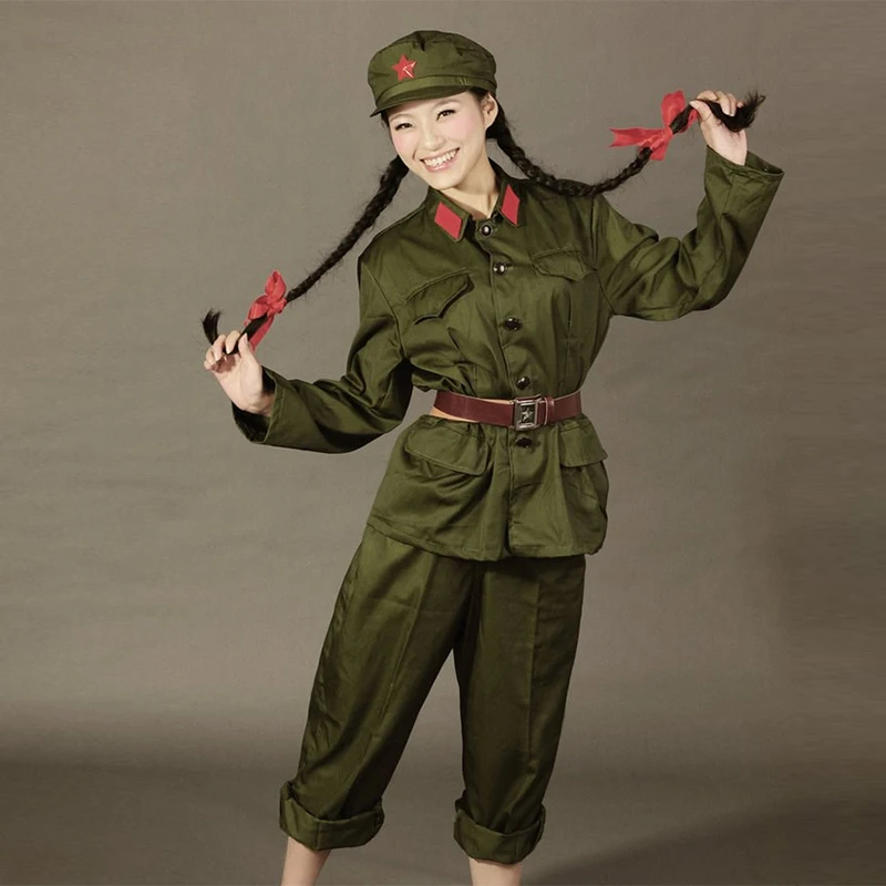 provokere Shuraba Postimpressionisme Special Adult The Red Army Halloween Costumes Stage Performance Clothes  Green Military Suit Old Style Military Uniform Unisex