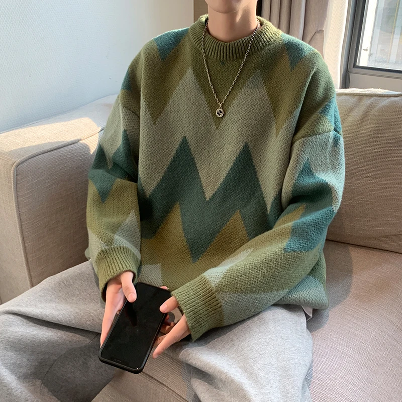 

Autum Winter Designer New Fashion Luxury Knitted Crewneck Sweater High Quality Men Thick Warm Woolen Sweaters Casual Z47