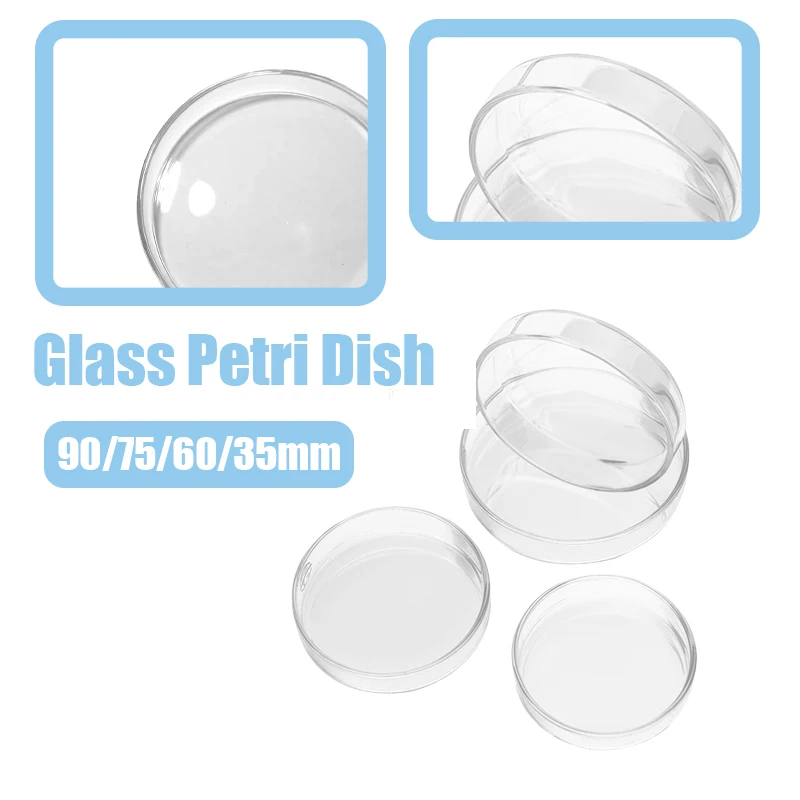 Glass Petri Dishes 90/75/60/35mm Lab Borosilicate Glass Petri Culture Dish Experiments Tissue Dishes with Lids Science Glass