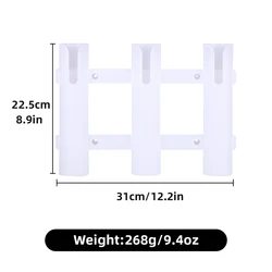 Deluxe Marine Fishing Rod Stand Set, Three - Piece Plastic Holder (White)