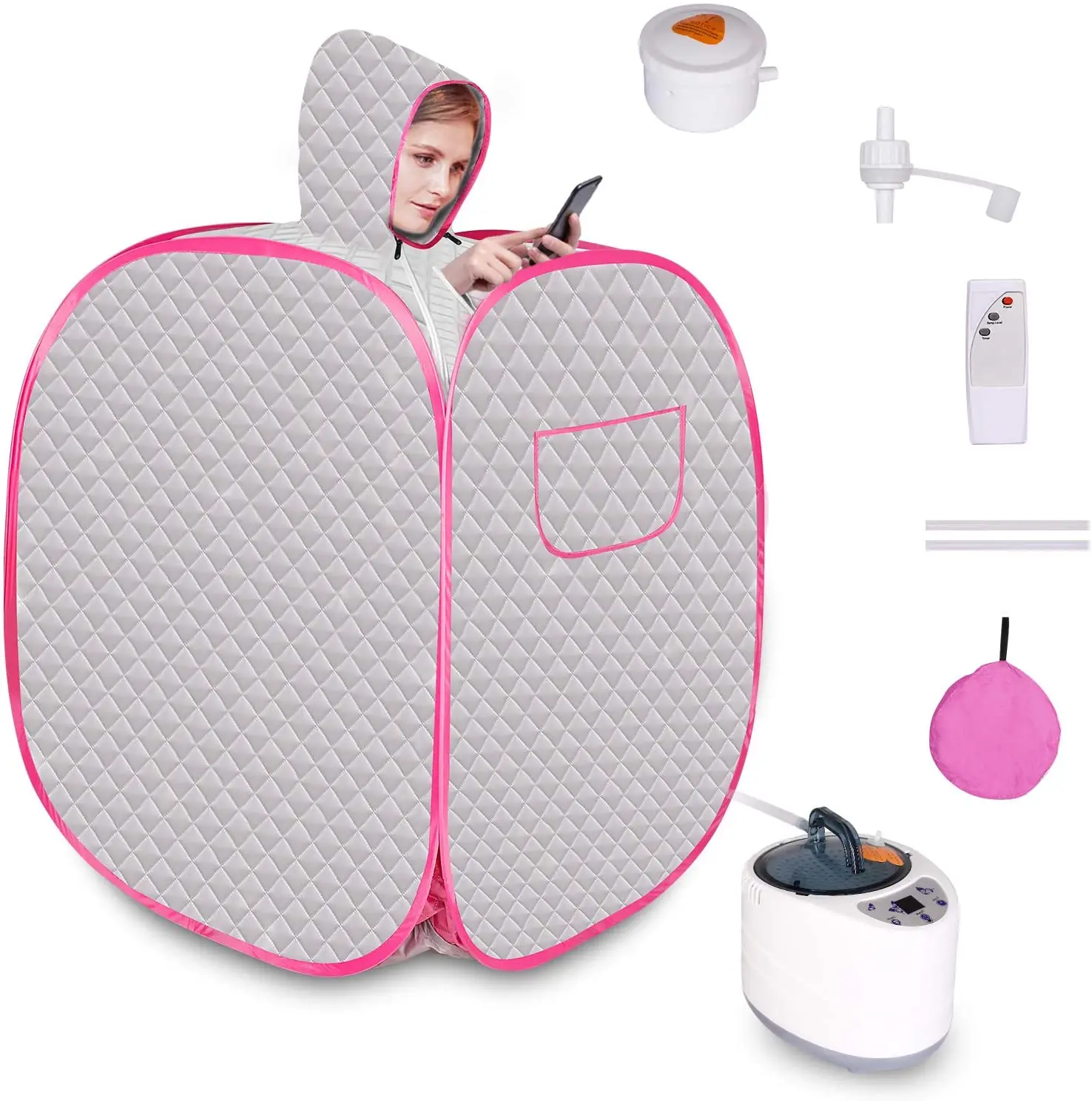 

Portable Sauna Kit, one Person Full Body at Home Spa Hat Tent, Include 2L Steamer with Remote Control for Detox Relaxation