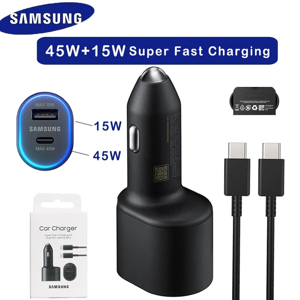 Samsung Chargeur De Voiture Rapide 3.0, Adaptateur De Charge Automatique, Usb C Pd, Téléphone