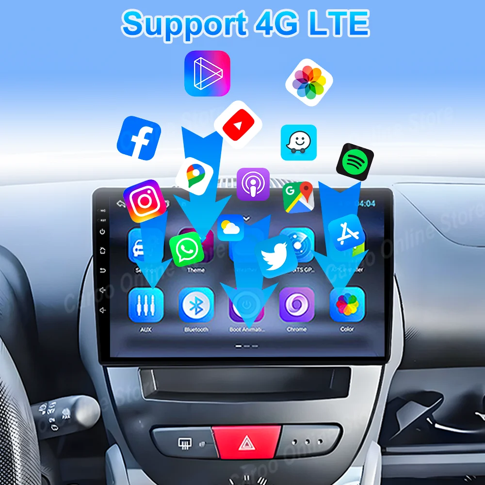 Autoradio Android 16 per Peugeot 107, Toyota Aygo, Citroen C1 2005-2014, con Carplay, GPS, Navigazione, Multimedia e Lettore Video - immagine 6
