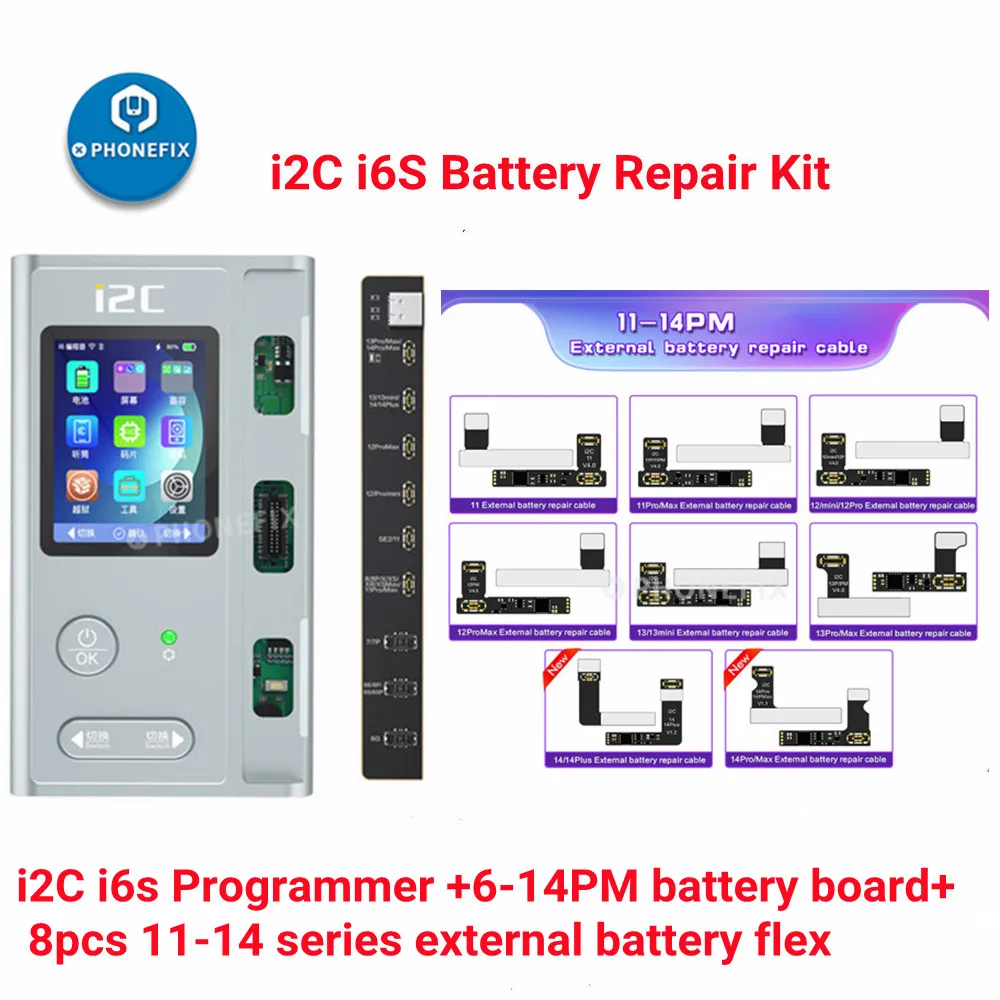 Программатор i2C i6S для iPhone X, 11, 12, 13, 14, 15 Pro Max плата тестирования jc v1se для iphone 12 pro max 13 13mini оригинальный ремонтный сенсорный жк дисплей с подсветкой true tone программатор чтения и записи