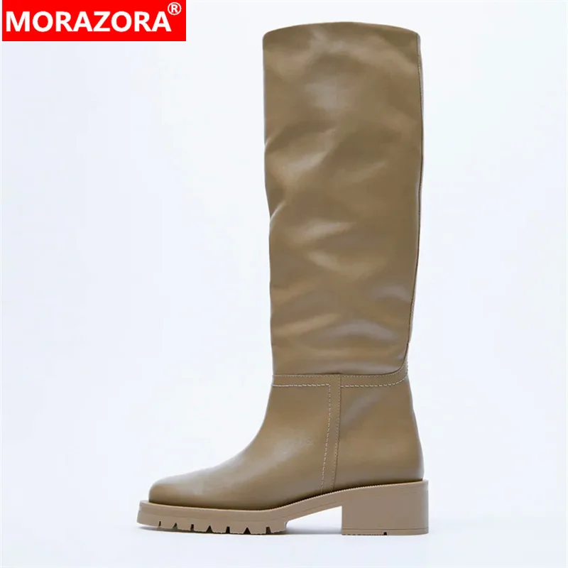 Women Knee High Boots Genuine Leather Winter Fashion Size 43