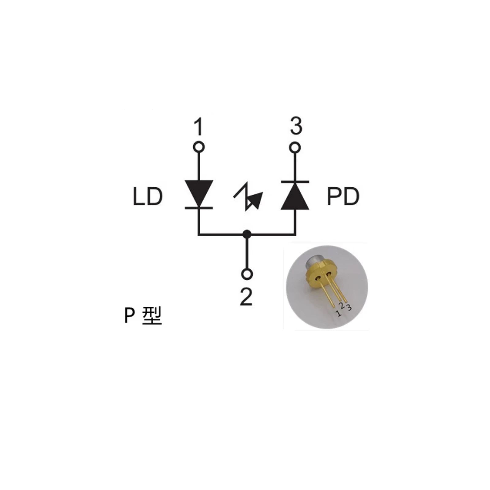P 타입 근적외선 레이저 다이오드, PD 포함, 직경 5.6mm, 790nm, 60mW, 2 개