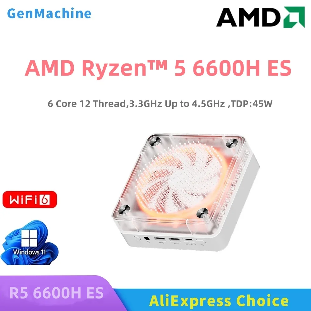 ミニPC GenMachine Ryzen 5 6600H ES Genmachine New R5 6600H ES Mini PC Windows 11 Ryzen WiFi 6