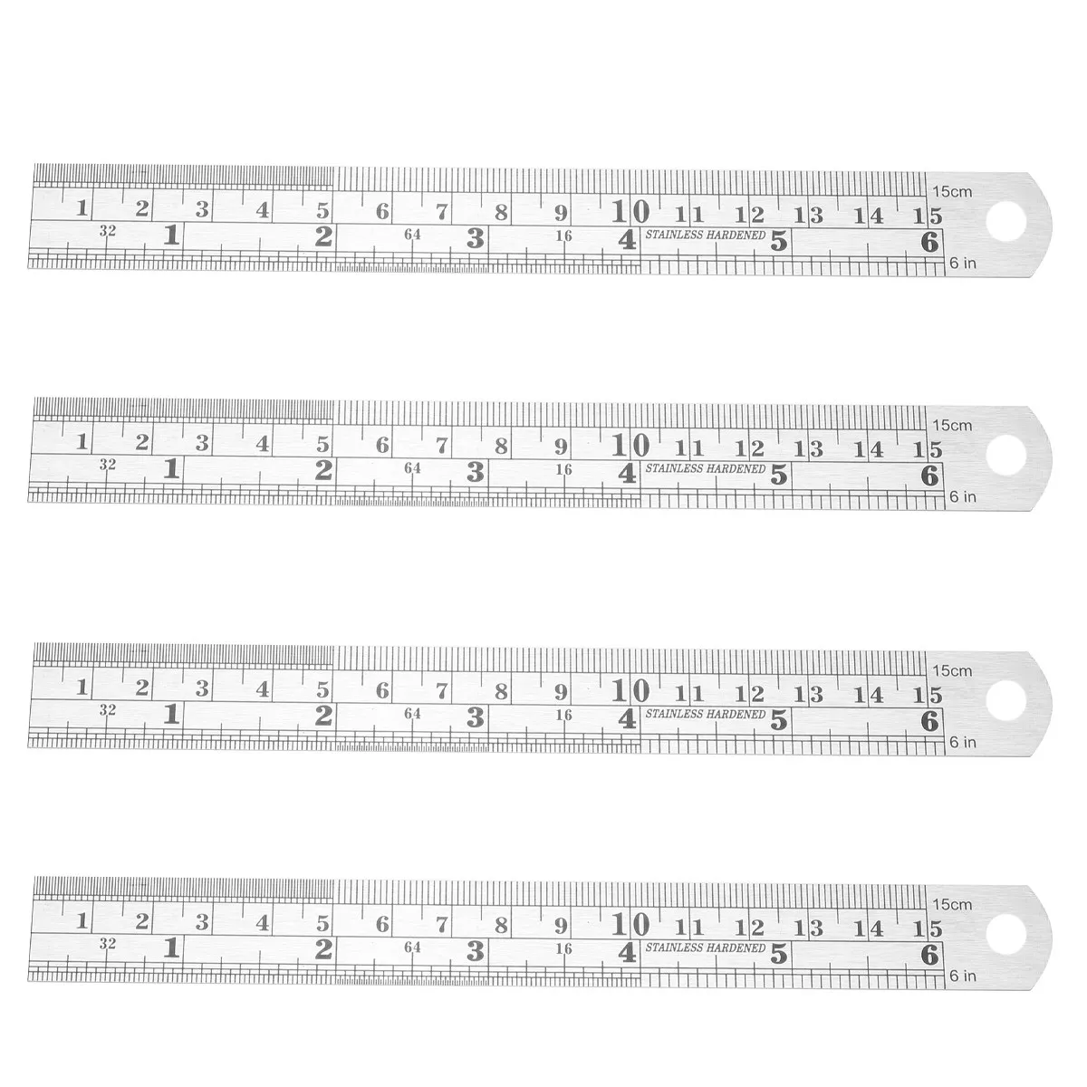 4Pcs 더블 스케일 스테인레스 스틸 직선 자 컴팩트 15Cm 학교 용품 제도 도면 측정 도구 자