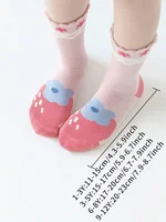 5 Pairs of Girls' Socks That Can Be Worn in Spring and Summer, Strawberry Autumn and Winter Baby Socks, Soft Mid-calf Socks 2