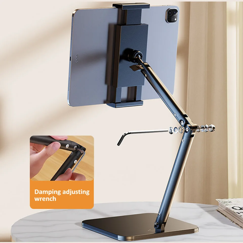 Suporte para Tablet para Tablets e Smartphones Ajustável até 42cm de Altura Ipad Rotação 360 ° Suporte para Tablet de Metal para 4.713 Pol - Imagem 5