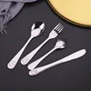 1pcs/1set Baby Teaspoon Spoon Food Feeding Fork Knife Utensils Set Stainless Steel Kids Learning Eating Habit Children Tableware 2