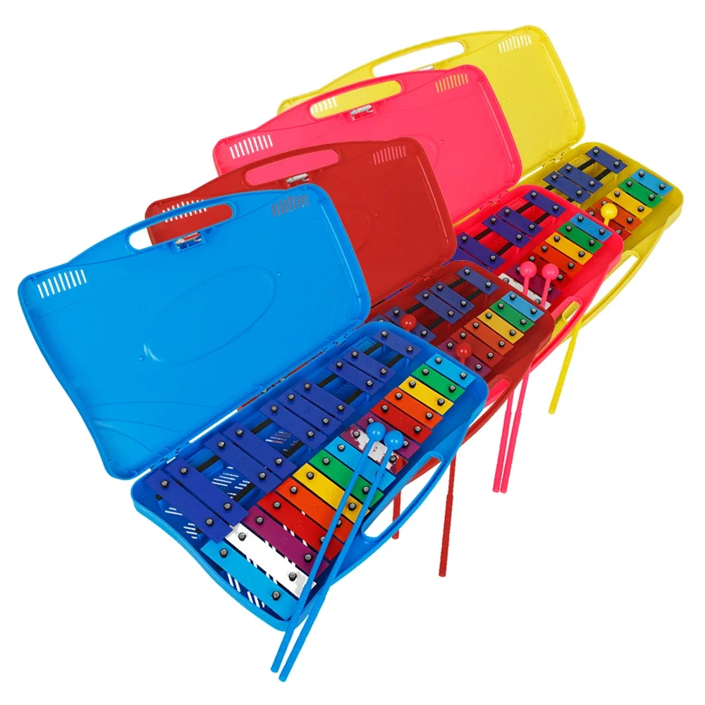 Xylophone 25 Note Aluminum Plate Piano with Hand Knock ABS Carrying Case Children Music Toys xylophone toys