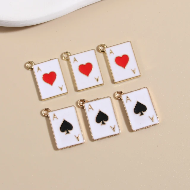 10pcs poker Connector Enamel Charms Handmade Craft Metal Charms for  Keychains Earring DIY Jewelry Making