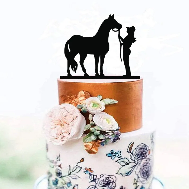 TzTwodcaz Mr & Mrs Wedding Cake Topper - Funny Western Theme With Groom & Bride On Horse, Cactus - View #5
