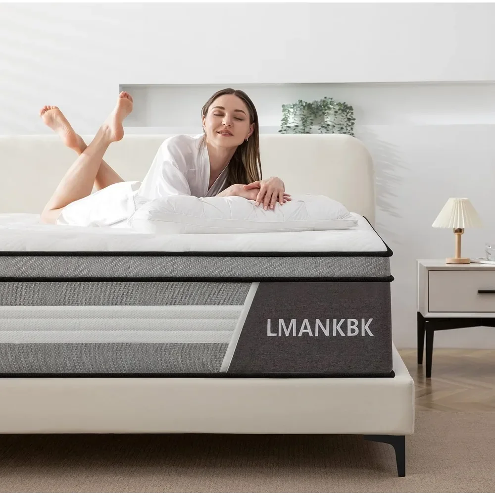 Twin Mattress, 10Inch Innerspring Hybrid Mattress in a Box with Gel Foam,Individually Wrapped Encased Coil Pocket Spring Mattres 6