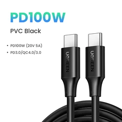 Enhanced USB - C to USB - C Fast Charger Cable, 100W PD Power Delivery, 5A High - Speed Charging Cord - 2m 2Pcs (100W PVC Black)