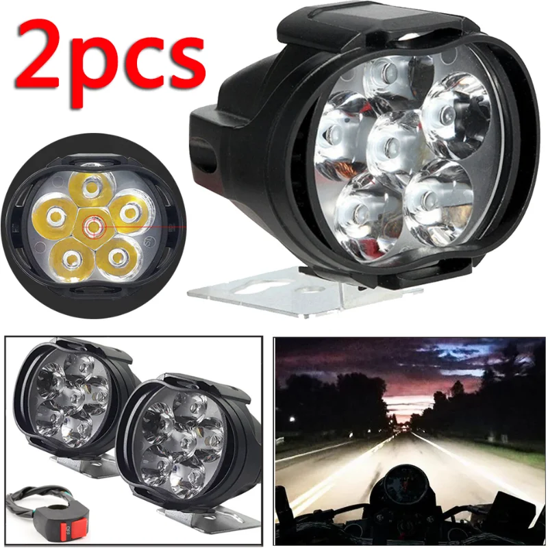 

Motorcycle Headlamp 6 LED Lights Beads High Brightness Headlights Motorcycle Led Headlight Fog Light Waterproof Spotlights Lamp