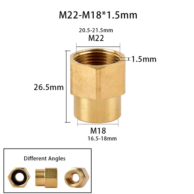 Sárgaréz 3/8 "1/2" M14 M18 M22 Szál Csatlakozó Hím Női Adapter A Nagynyomású Mosófegyverhez És Tömlőhöz Kölcsönös Csatlakozóhoz - Image 4