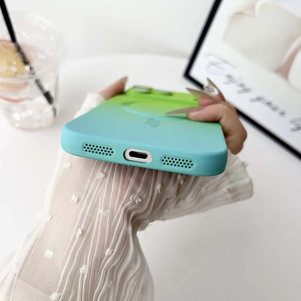 Vibrant Gradient MagSafe Compatible Wireless Charging Silicone Case