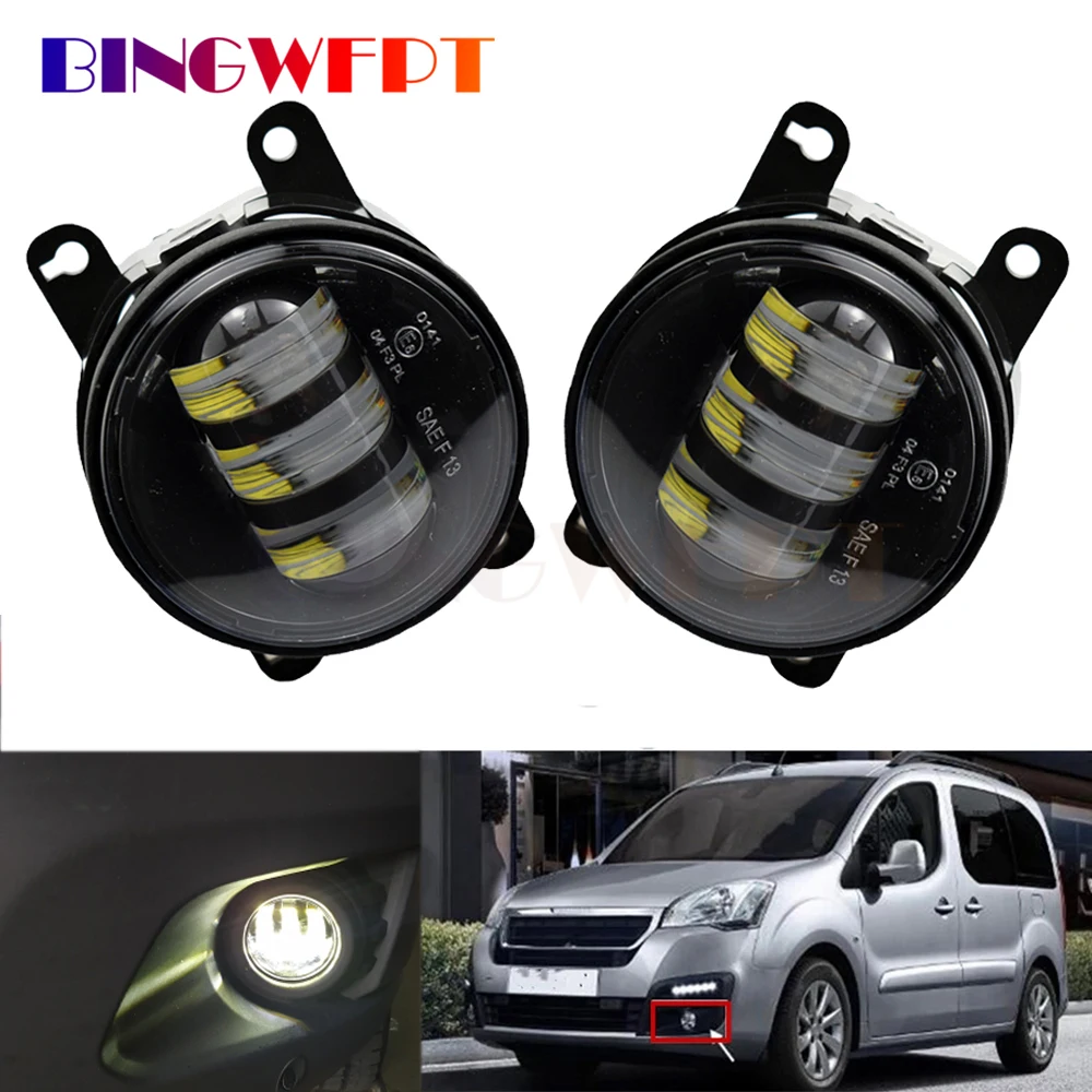 Brandnew 2Pcs New Led Fendinebbia Anteriori Per Peugeot Partner Tepee 2008- Car Styling Round Bumper Fendinebbia Light