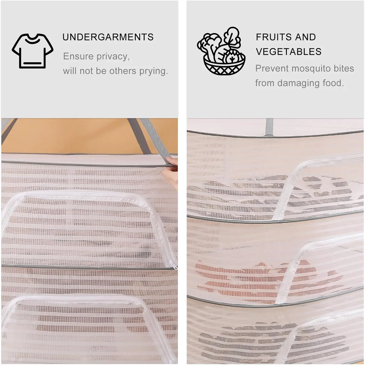 Herb Drying Rack 3 Layer Hanging Mesh Net for Plants Hanging Drying Fish Net Foldable Hanging Mesh Dryer for Buds, Fruits 2