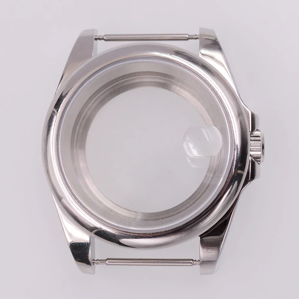 

40MM Pig' mouth Sapphire Glass Silver Watch Case Fit NH34 NH35 NH36 PT5000 ETA2824 ST2130 Movement