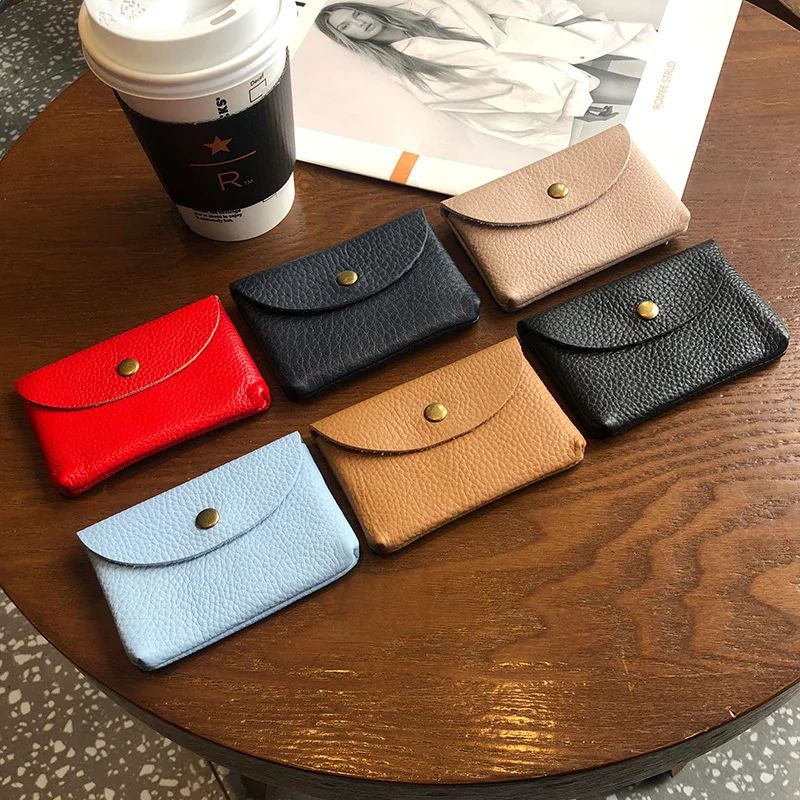 Coin purse coin wallet change bag custom letters fashion women small coin purse genuine leather mini envelope change bag simple buckle large capacity card bag
