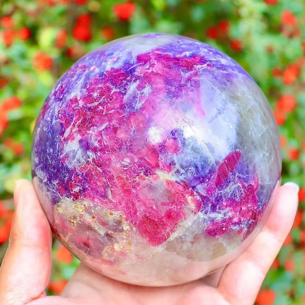 

1PC Natural Unicorn Stone Pink Tourmaline Quartz Sphere Lepidolite Gem Crystal Ball Reiki Healing High Quality Home Decoration