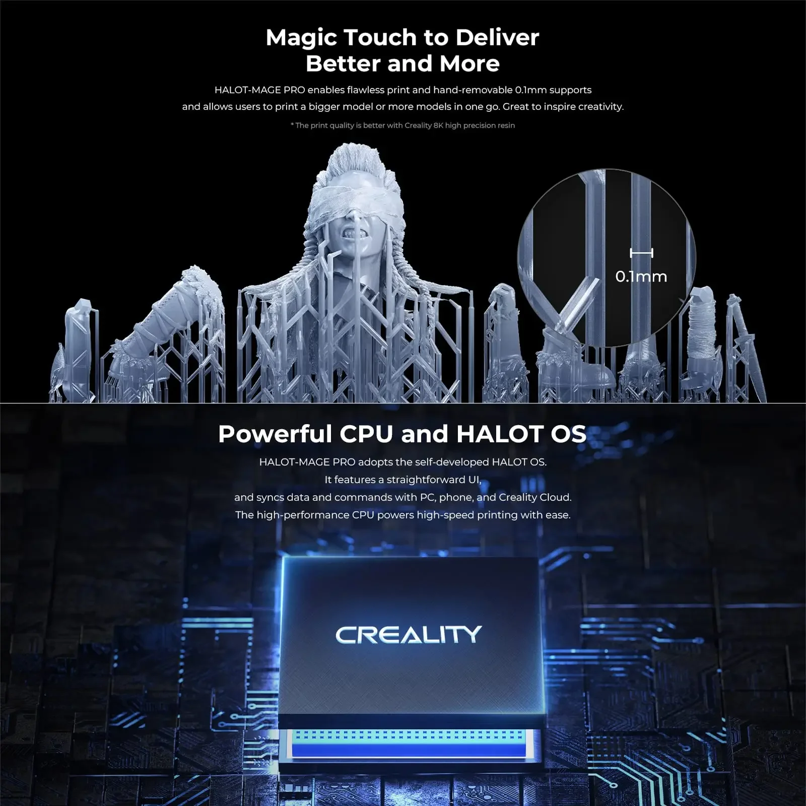 CREALITY HALOT-MAGE PRO /HALOT-MAGE 레진 3D 프린터 속도, 8K 10.3 인치 LCD 스크린, 고정밀 4.3 인치 터치 스크린, Z축 듀얼 레일