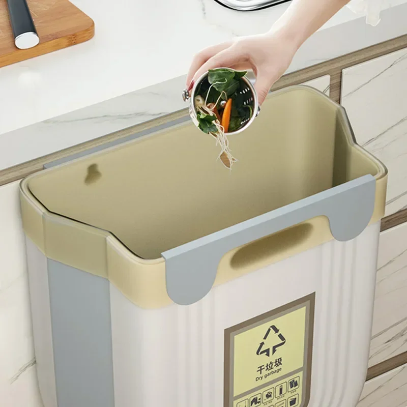 

Kitchen Can Cabinet Bin Plasticsorting Waste Mounted Wall Storage Hanging Bins Trash Folding Foldable Basket