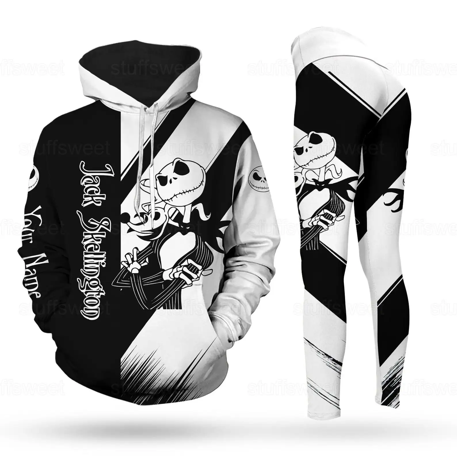 

Custom Name Nightmare Christmas Jack Skellington Hoodie Womens Leggings Yoga Set Women's Disney Hoodie Sports Leggings Tracksuit