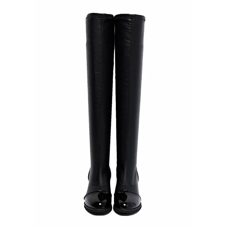 Women's Over The Knee Boots Leather Autumn Winter Platform Shoes_voghion.com