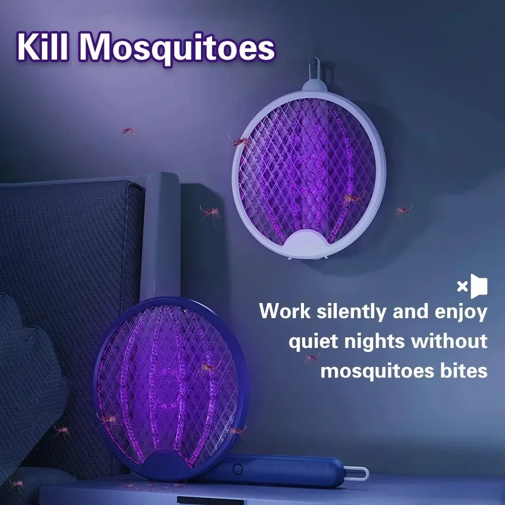 Description Picture 2 of itemFoldable USB Rechargeable Mosquito Killer Lamp Handheld Electric Mosquito Swatter With UV Light Trap Insect Exterminator 3500V