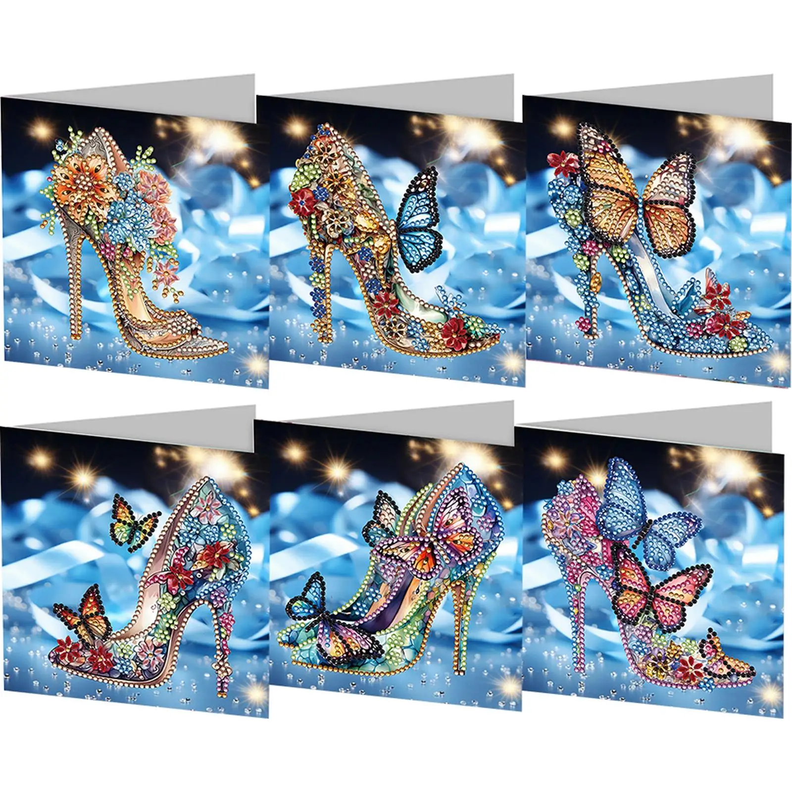 4/6/8/12PCS DIY 다이아몬드 페인팅 인사말 카드 세트 라인스톤 다이아몬드 아트 모자이크 엽서 감사 카드 및 명절 축복