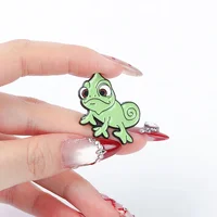 Princess Chameleon Lizard Enamel Pins Funny Cartoon Fairy Tale Role Brooch Backpack Lapel Badges Animal Jewelry Gift for Friends 2
