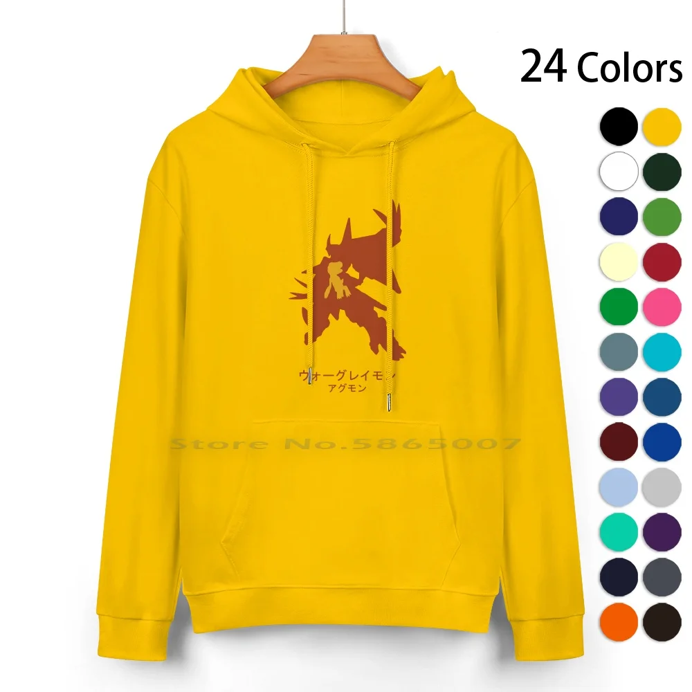 

Agumon Siluet Mega Evolution Pure Cotton Hoodie Sweater 24 Colors Digimon Adventure Tri Agumon Wargreymon Anime Digimon Digimon