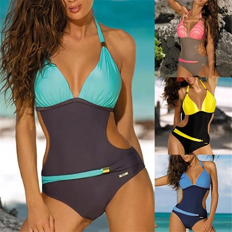 Plus Size Costume Intero Per Le Donne 2022 Grandi Costumi Da Bagno Donna Trikini Push Up Monokini Halter V-Collo Costume Da Bagno Vintage