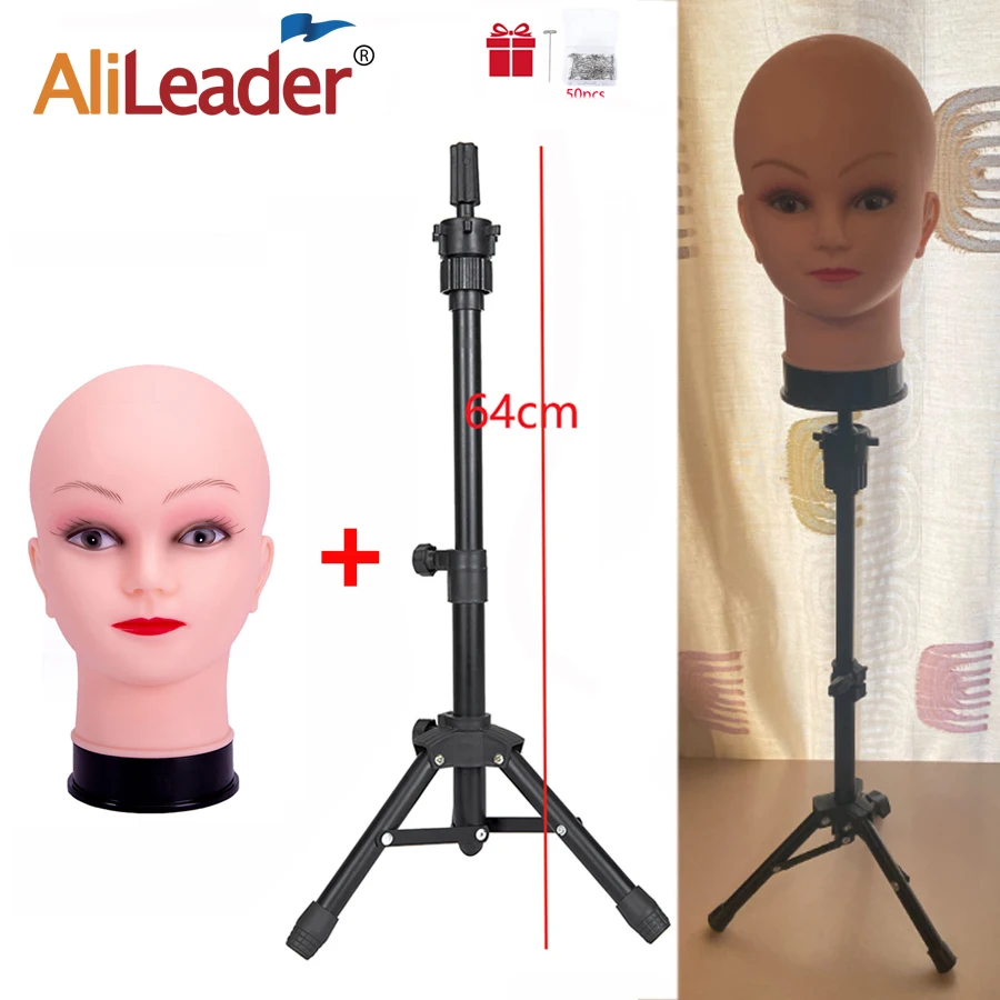 new female mannequin training doll head with 80% real hair for hairsyles hairdressing cosmetology dolls head with stand tripod 64cm Tripod Wig Stand With bald Mannequin Head Black mini Wig Stand Tripod With Bald Head Adjustable Tripod Wig Stand ,T-pins