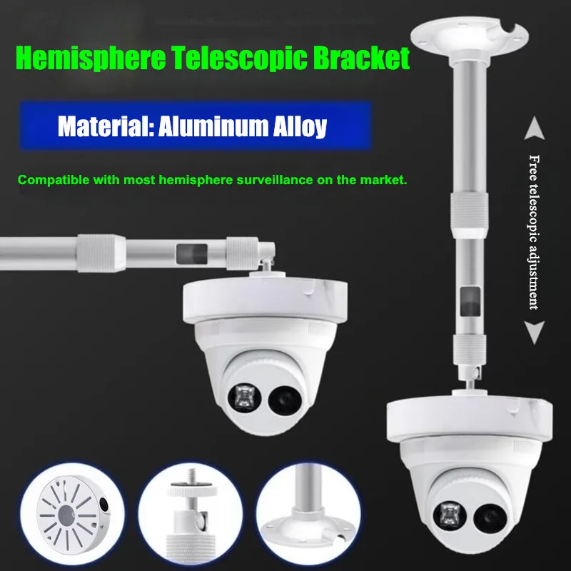 Aluminum Alloy CCTV Dome Camera Bracket with Hidden Cable Box Ceiling Mount Holder Telescopic Extension Rod for Hikvision Dahua