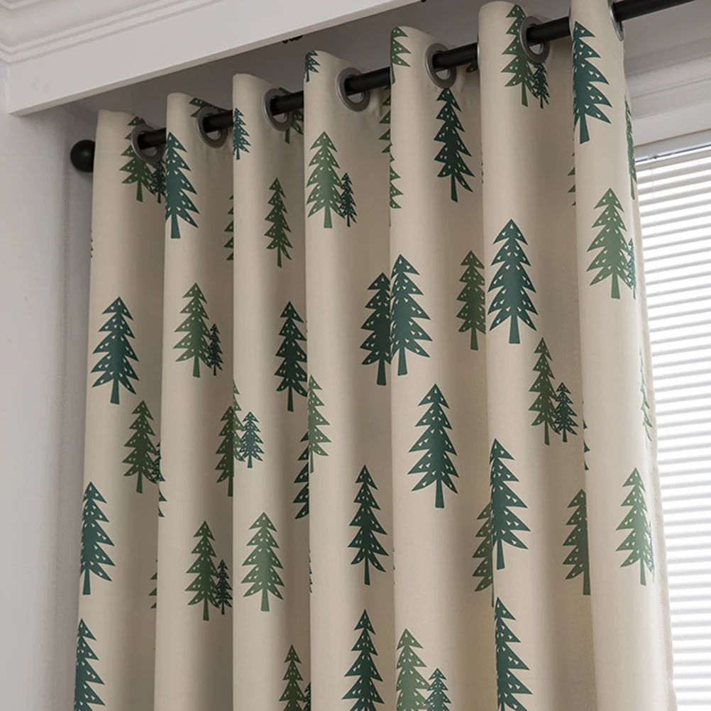 Bedroom Curtain Printed Curtains Home Grommet for Windows Darkening Short Elk Printing Blackout Rural 6
