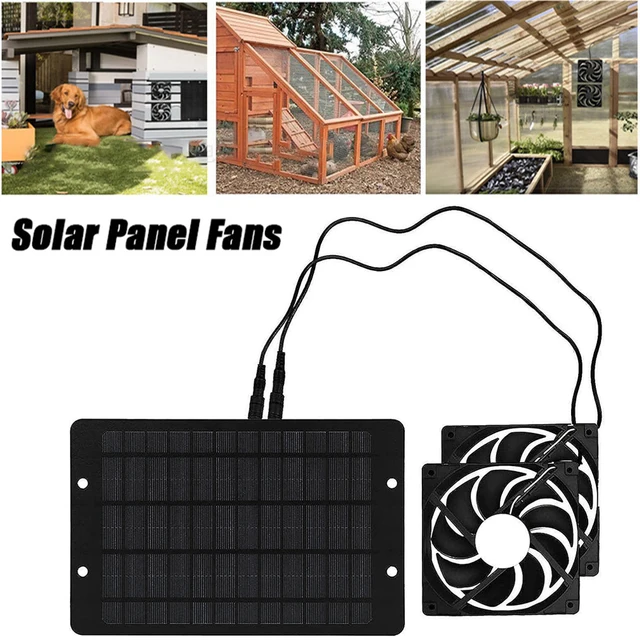 Solar Powered Fan 12V 10W Waterproof Dual Exhaust Fan For Camping Greenhouse Electric Ventilation Fan With Protective Net 3