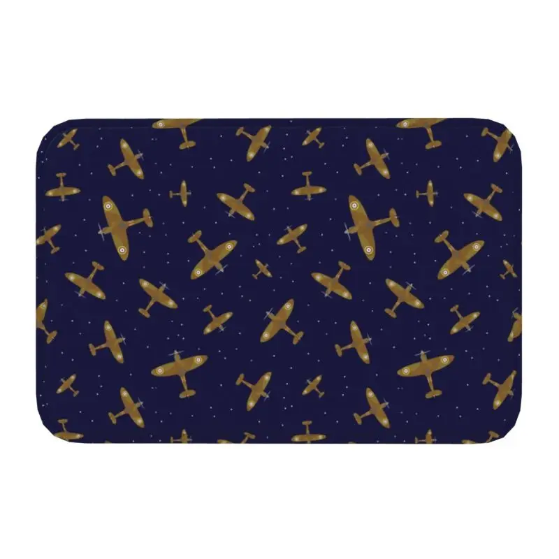 Spitfire War Planes In Flight On Navy Blue Door Mat Mat Antiscivolo Supermarine Fighter Pilot Kitchen Bath Balcone Tappeto Tappeto